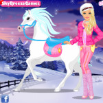 Barbie és lova télen öltöztetős lovas játék